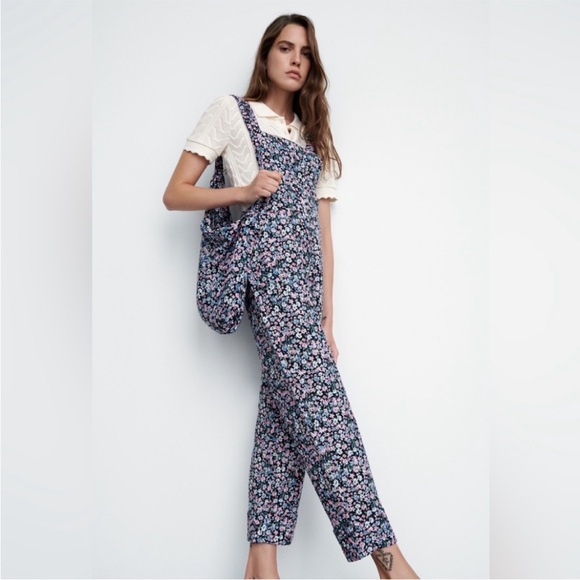 Zara Floral Criss Cross Overalls - Picture 4 of 12